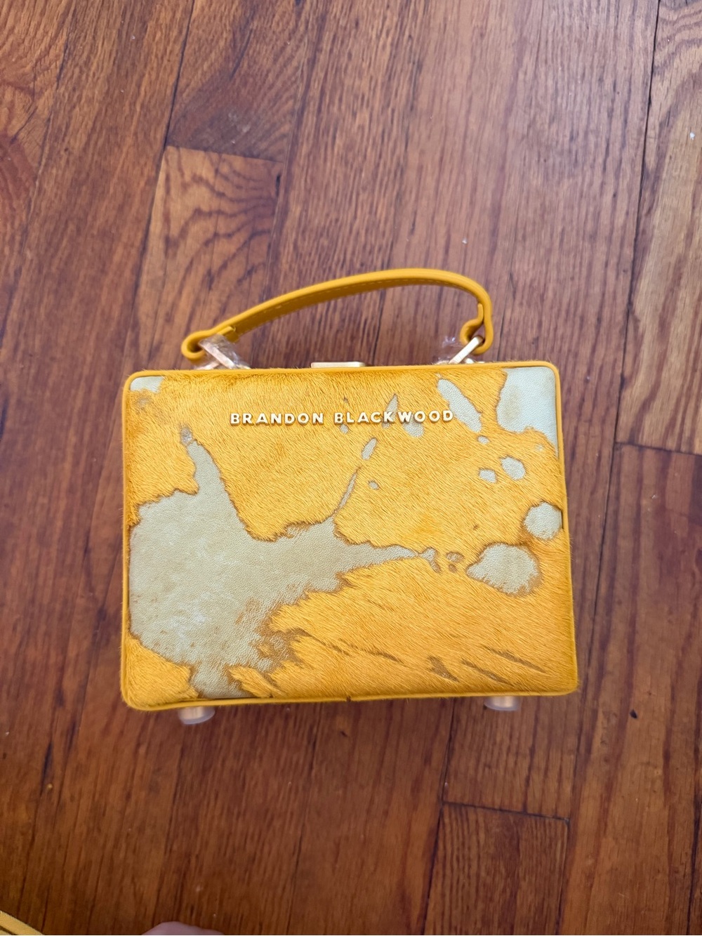 Brandon Blackwood Yellow and Cream Patchwork Mini Top-Handle Bag